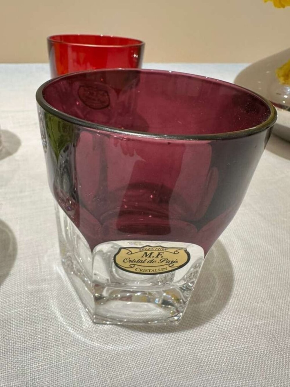Crystal de Paris Nicole Cut Glasses – Set of 6 Colors – w/ Box – France - Picture 3 of 5